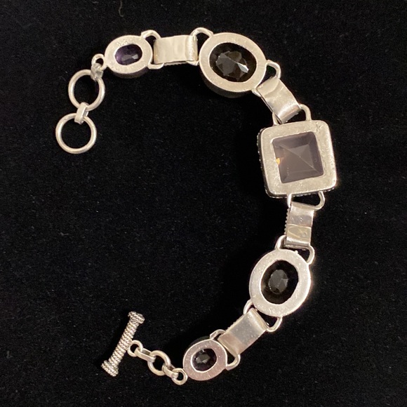 *SOLD*STERLING SILVER BOLD MULTI GEMSTONE LINK BRACELET - Picture 6 of 10